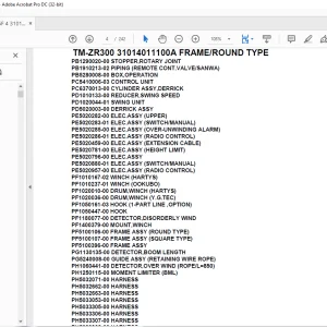 Tadano Crane TM-ZR300 31014011100A FRAME/ROUND TYPE Parts Manual - PDF DOWNLOAD