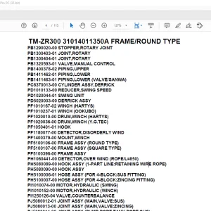 Tadano Crane TM-ZR300 31014011350A FRAME/ROUND TYPE Parts Manual - PDF DOWNLOAD