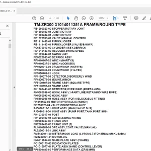 Tadano Crane TM-ZR300 31014011351A FRAME/ROUND TYPE Parts Manual - PDF DOWNLOAD