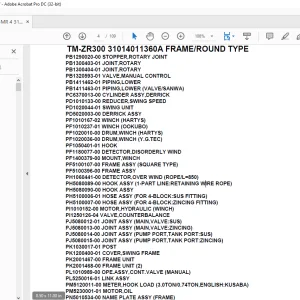Tadano Crane TM-ZR300 31014011360A FRAME/ROUND TYPE Parts Manual - PDF DOWNLOAD