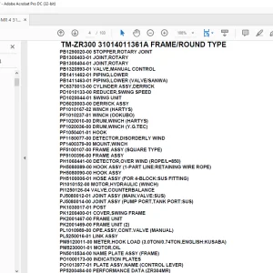 Tadano Crane TM-ZR300 31014011361A FRAME/ROUND TYPE Parts Manual -  PDF DOWNLOAD