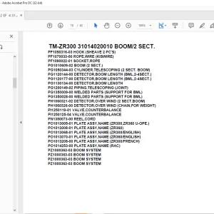 Tadano Crane TM-ZR300 31014020010 BOOM/2 SECT. Parts Manual - PDF DOWNLOAD