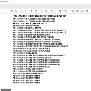 Tadano Crane TM-ZR300 31014020030 BOOM/4 SECT. Parts Manual - PDF DOWNLOAD