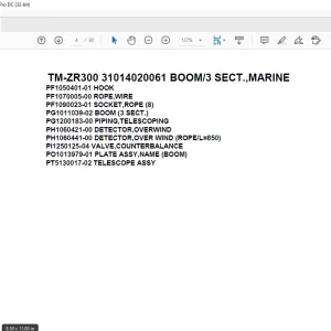 Tadano Crane TM-ZR300 31014020061 BOOM/3 SECT.,MARINE Parts Manual - PDF DOWNLOAD