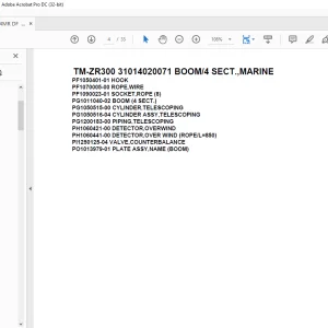 Tadano Crane TM-ZR300 31014020071 BOOM/4 SECT.,MARINE Parts Manual - PDF DOWNLOAD