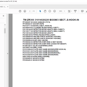 Tadano Crane TM-ZR300 31014020220 BOOM/3 SECT.,S-HOOK-IN Parts Manual - PDF DOWNLOAD