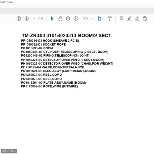 Tadano Crane TM-ZR300 31014020310 BOOM/2 SECT. Parts Manual - PDF DOWNLOAD