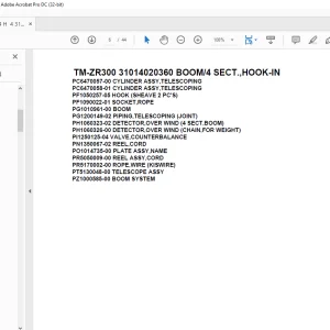 Tadano Crane TM-ZR300 31014020360 BOOM/4 SECT.,HOOK-IN Parts Manual - PDF DOWNLOAD
