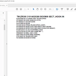 Tadano Crane TM-ZR300 31014020380 BOOM/6 SECT.,HOOK-IN Parts Manual - PDF DOWNLOAD