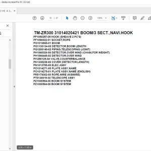 Tadano Crane TM-ZR300 31014020421 BOOM/3 SECT.,NAVI.HOOK Parts Manual - PDF DOWNLOAD