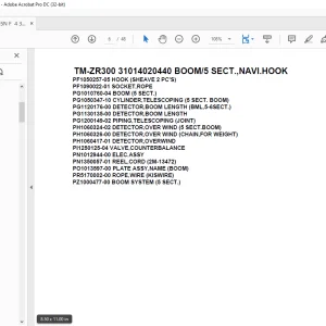 Tadano Crane TM-ZR300 31014020440 BOOM/5 SECT.,NAVI.HOOK Parts Manual - PDF DOWNLOAD