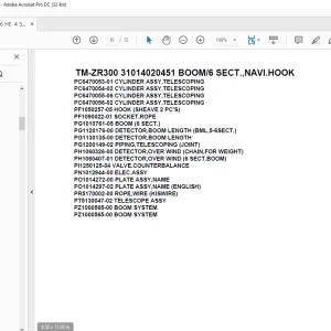 Tadano Crane TM-ZR300 31014020451 BOOM/6 SECT.,NAVI.HOOK Parts Manual  - PDF DOWNLOAD