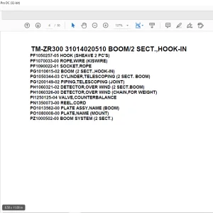 Tadano Crane TM-ZR300 31014020510 BOOM/2 SECT.,HOOK-IN Parts Manual - PDF DOWNLOAD