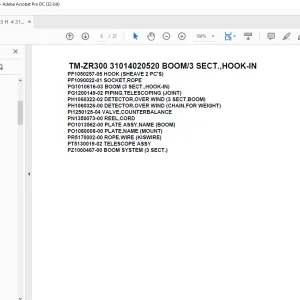 Tadano Crane TM-ZR300 31014020520 BOOM/3 SECT.,HOOK-IN Parts Manual - PDF DOWNLOAD