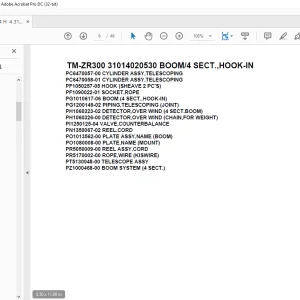 Tadano Crane TM-ZR300 31014020530 BOOM/4 SECT.,HOOK-IN Parts Manual - PDF DOWNLOAD