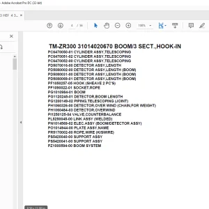 Tadano Crane TM-ZR300 31014020670 BOOM/3 SECT.,HOOK-IN Parts Manual - PDF DOWNLOAD
