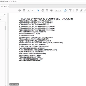 Tadano Crane TM-ZR300 31014020680 BOOM/4 SECT.,HOOK-IN Parts Manual - PDF DOWNLOAD