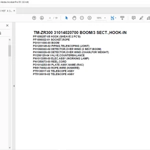 Tadano Crane TM-ZR300 31014020700 BOOM/3 SECT.,HOOK-IN Parts Manual - PDF DOWNLOAD