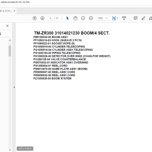 Tadano Crane TM-ZR300 31014021230 BOOM/4 SECT. Parts Manual  - PDF DOWNLOAD