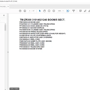 Tadano Crane TM-ZR300 31014021240 BOOM/5 SECT.Parts Manual - PDF DOWNLOAD