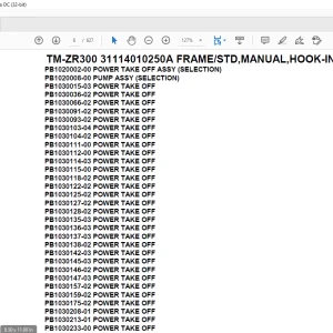 Tadano Crane TM-ZR300 31114010250A FRAME/STD,MANUAL,HOOK-IN Parts Manual  - PDF DOWNLOAD