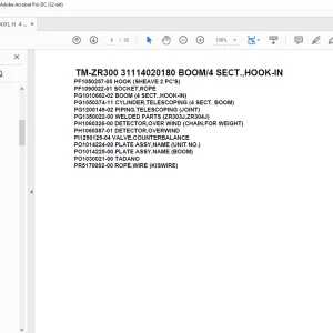Tadano Crane TM-ZR300 31114020180 BOOM/4 SECT.,HOOK-IN Parts Manual - PDF DOWNLOAD