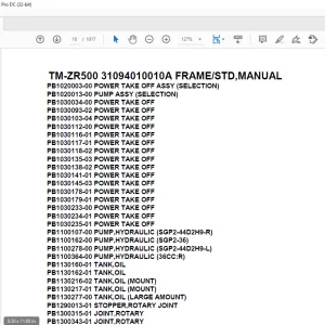Tadano Crane TM-ZR500 31094010010A FRAME/STD,MANUAL Parts Manual - PDF DOWNLOAD