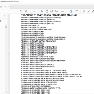 Tadano Crane TM-ZR500 31094010050A FRAME/STD,MANUAL Parts Manual - PDF DOWNLOAD