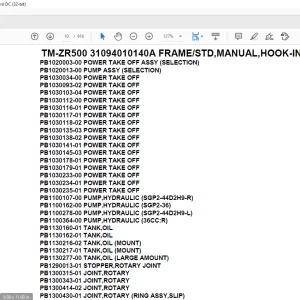 Tadano Crane TM-ZR500 31094010140A FRAME/STD,MANUAL,HOOK-IN Parts Manual - PDF DOWNLOAD