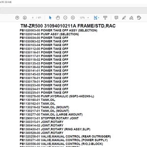 Tadano Crane TM-ZR500 31094010211A FRAME/STD,RAC Parts Manual - PDF DOWNLOAD