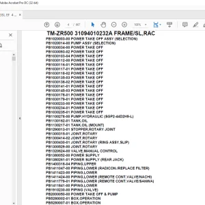 Tadano Crane TM-ZR500 31094010232A FRAME/SL,RAC Parts Manual - PDF DOWNLOAD