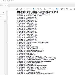 Tadano Crane TM-ZR500 31094010241A FRAME/STD,RAC Parts Manual - PDF DOWNLOAD