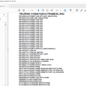 Tadano Crane TM-ZR500 31094010261A FRAME/SL,RAC Parts Manual  - PDF DOWNLOAD