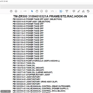 Tadano Crane TM-ZR500 31094010321A FRAME/STD,RAC,HOOK-IN Parts Manual - PDF DOWNLOAD