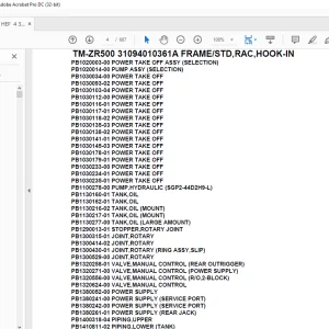Tadano Crane TM-ZR500 31094010361A FRAME/STD,RAC,HOOK-IN Parts Manual - PDF DOWNLOAD