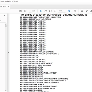 Tadano Crane TM-ZR500 31094010410A FRAME/STD,MANUAL,HOOK-IN Parts Manual - PDF DOWNLOAD
