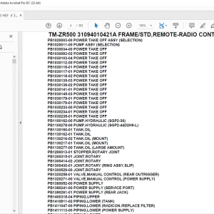 Tadano Crane TM-ZR500 31094010421A FRAME/STD,REMOTE-RADIO CONT.,HOOK-IN Parts Manual - PDF