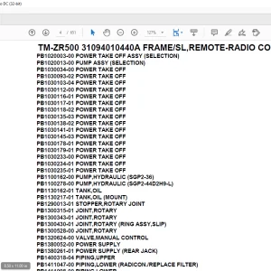 Tadano Crane TM-ZR500 31094010440A FRAME/SL,REMOTE-RADIO CONT.,HOOK-IN Parts Manual - PDF