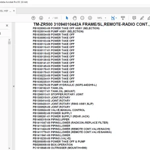 Tadano Crane TM-ZR500 31094010442A FRAME/SL,REMOTE-RADIO CONT.,HOOK-IN Parts Manual - PDF