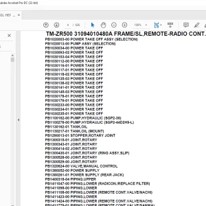 Tadano Crane TM-ZR500 31094010480A FRAME/SL,REMOTE-RADIO CONT.,HOOK-IN Parts Manual - PDF