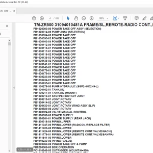 Tadano Crane TM-ZR500 31094010481A FRAME/SL,REMOTE-RADIO CONT.,HOOK-IN Parts Manual - PDF