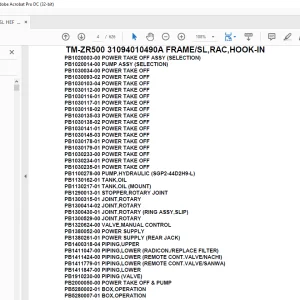 Tadano Crane TM-ZR500 31094010490A FRAME/SL,RAC,HOOK-IN Parts Manual - PDF DOWNLOAD