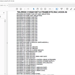 Tadano Crane TM-ZR500 31094010671A FRAME/STD,RAC,HOOK-IN Parts Manual - PDF DOWNLOAD