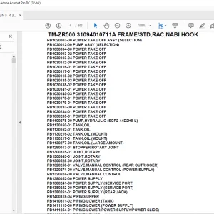 Tadano Crane TM-ZR500 31094010711A FRAME/STD,RAC,NABI HOOK Parts Manual - PDF DOWNLOAD