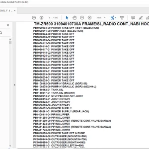 Tadano Crane TM-ZR500 31094010730A FRAME/SL,RADIO CONT.,NABI HOOK Parts Manual - PDF