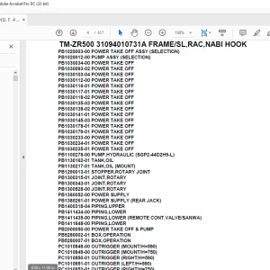 Tadano Crane TM-ZR500 31094010731A FRAME/SL,RAC,NABI HOOK Parts Manual - PDF DOWNLOAD