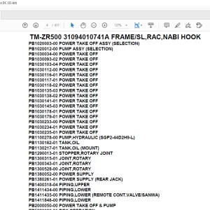 Tadano Crane TM-ZR500 31094010741A FRAME/SL,RAC,NABI HOOK Parts Manual - PDF DOWNLOAD