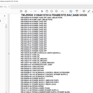 Tadano Crane TM-ZR500 31094010761A FRAME/STD,RAC,NABI HOOK Parts Manual - PDF DOWNLOAD