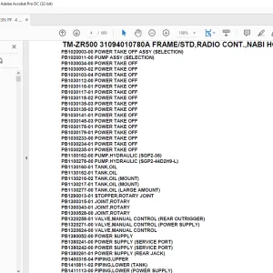 Tadano Crane TM-ZR500 31094010780A FRAME/STD,RADIO CONT.,NABI HOOK Parts Manual - PDF DOWNLOAD