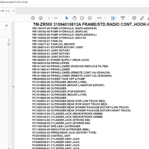 Tadano Crane TM-ZR500 31094010813A FRAME/STD,RADIO CONT.,HOOK-IN Parts Manual  - PDF DOWNLOAD